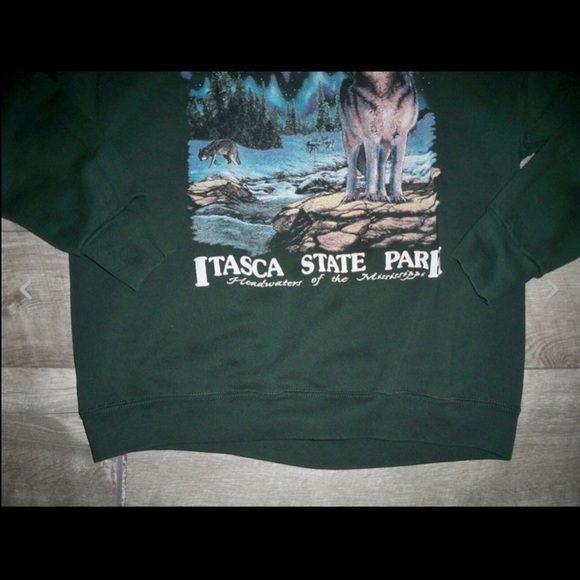 Vtg Fruit of the Loom Howling Wolf Sweatshirt LG - Picture 4 of 9